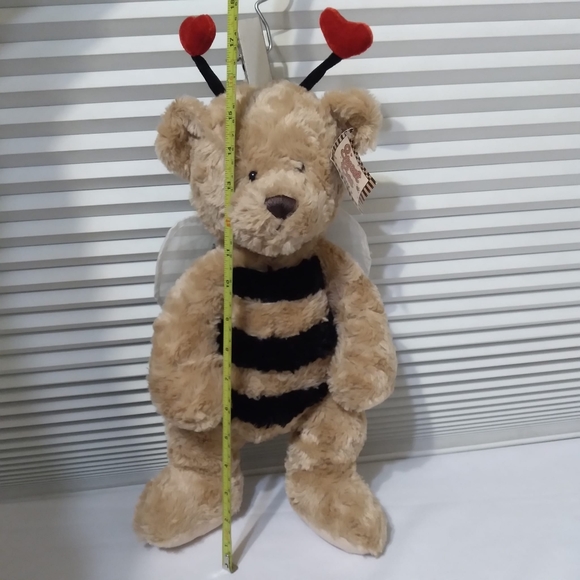 Ganz Sweet Bee Plush Bear Stuffed Animal Heart Antennae Brown With Black Stripes - Picture 3 of 6
